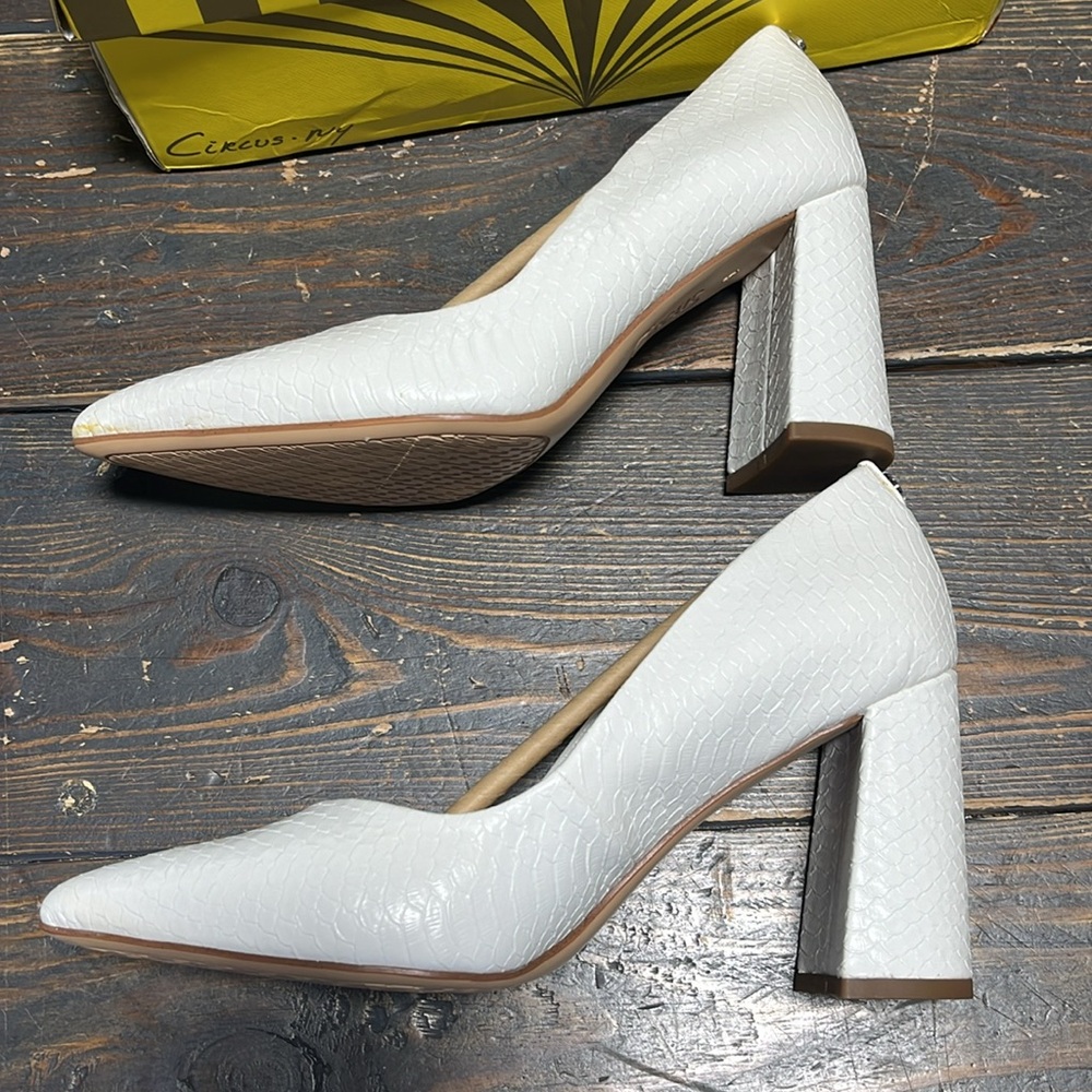 CIRCUS BY SAM EDELMAN MARLEE SNAKEPRINT HEEL WHITE - 6 - Picture 4 of 7